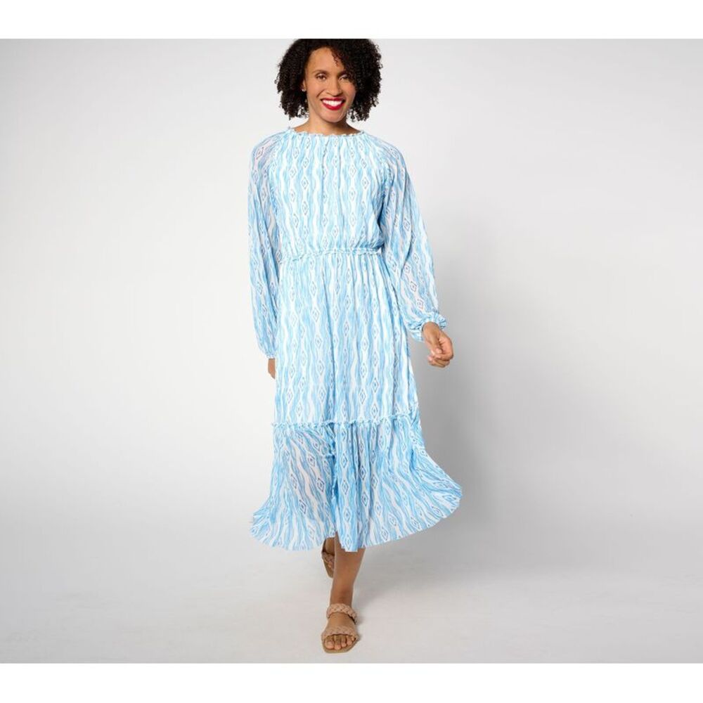 Denim & Co. Women's Plus Sz Dress 2X Canyon Retreat Printed Multi-colored